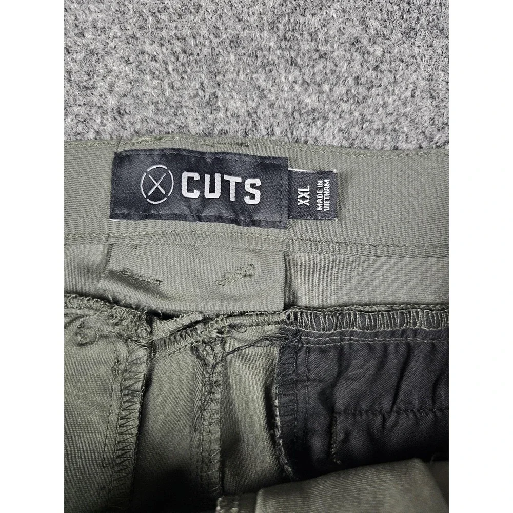 Cuts Pants Mens 2XL Olive Green Jogger Elastic Cuffs Belt Loops Tapered MB10057L